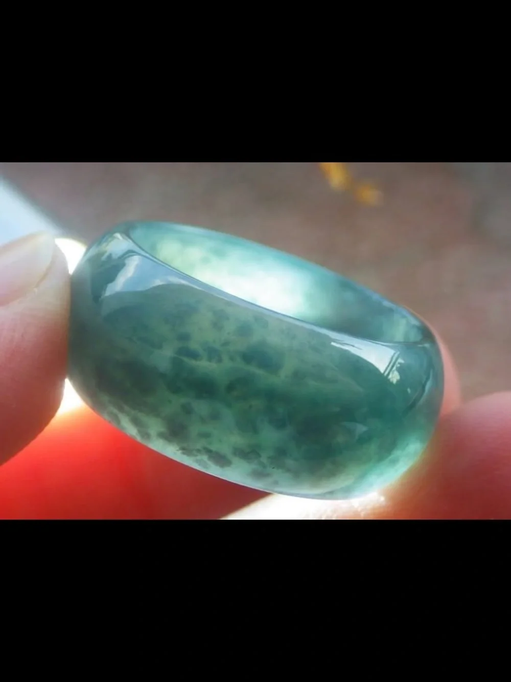 Certificate Jadeite Jewelry Jade luck Green Thick Ring Size7.75